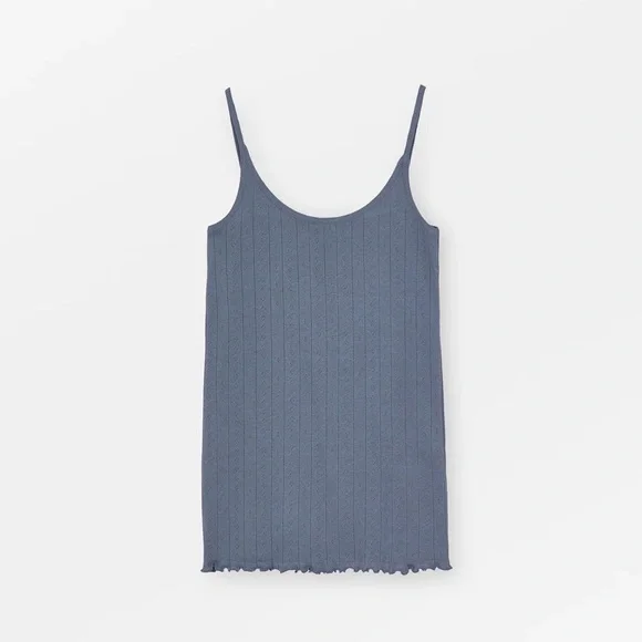 Skall Studio edie pointelle organic cotton cami tank top xs blue - Picture 2 of 8